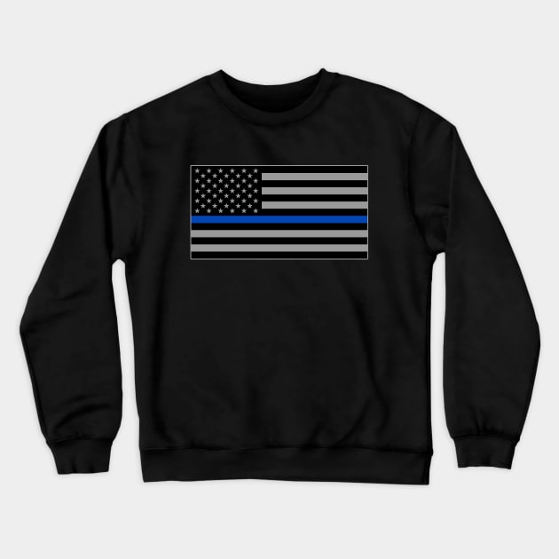 Basic Thin Blue Line American Flag Crewneck Sweatshirt by Runesilver